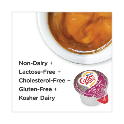 Liquid Coffee Creamer, Salted Caramel Chocolate, 0.38 oz Mini Cups, 50/Box, 4 Boxes/Carton