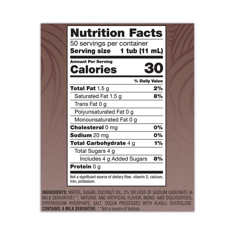 Liquid Coffee Creamer, Salted Caramel Chocolate, 0.38 Oz Mini Cups, 50/box