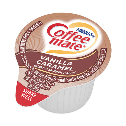 Liquid Coffee Creamer, Vanilla Caramel, 0.38 oz Mini Cups, 50/Box, 4 Boxes/Carton