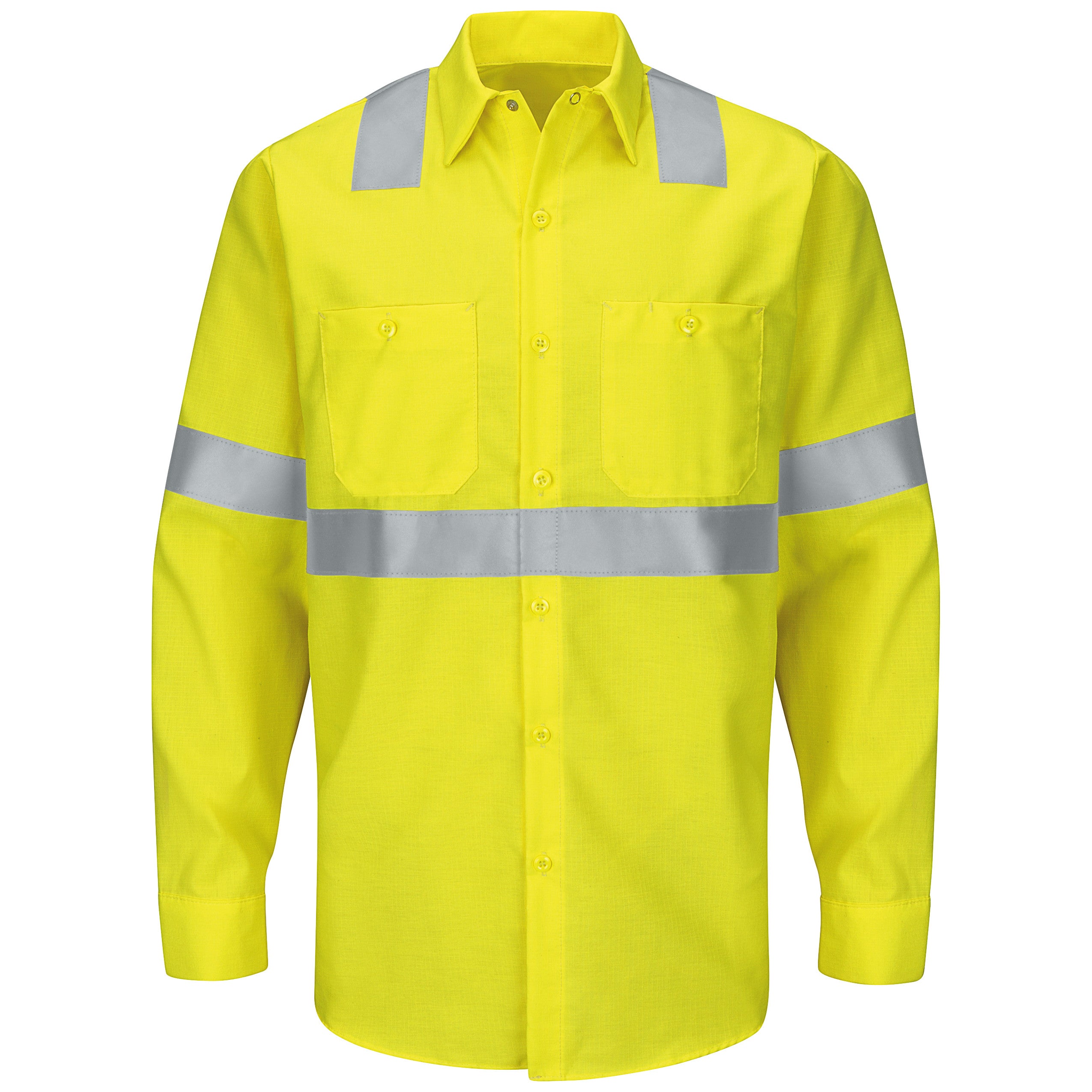 Red Kap® Men's Hi-Visibility Long Sleeve Ripstop Work Shirt - Type R, Class 2 / SY14HV