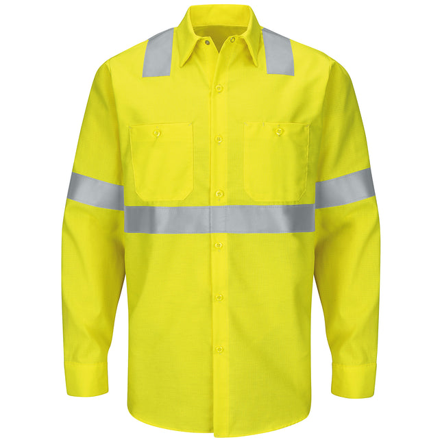 Red Kap® Men's Hi-Visibility Long Sleeve Ripstop Work Shirt - Type R, Class 2 / SY14HV