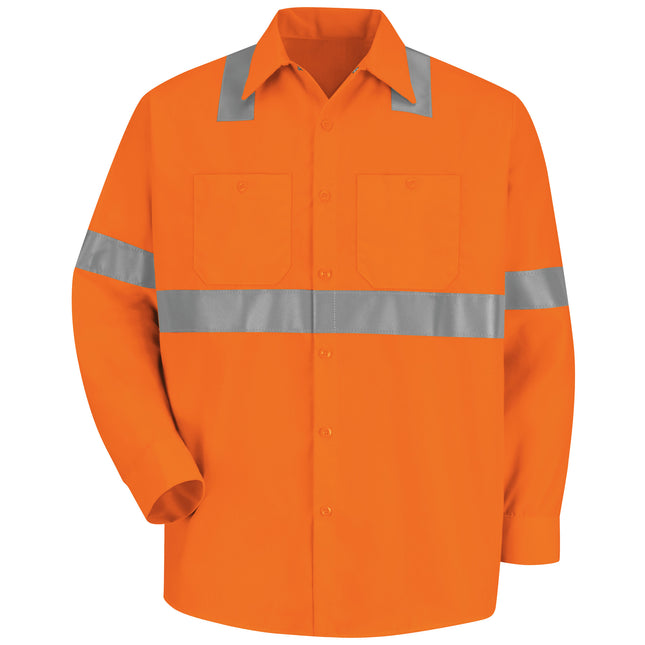 Red Kap® Men's Hi-Visibility Orange Long Sleeve Work Shirt - Type R, Class 2 / SS14O2