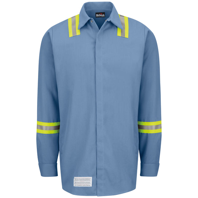 Bulwark® Enhanced Visibility Concealed-Gripper Pocketless Work Shirt / SMS6LB