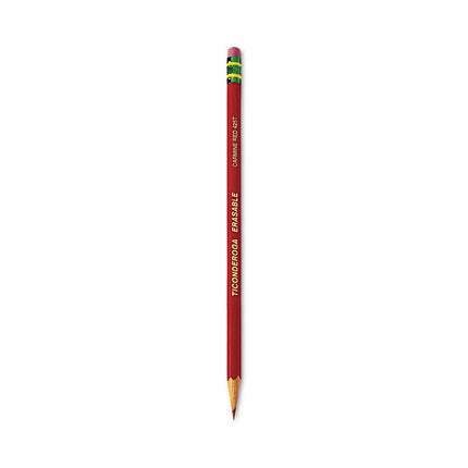 Erasable Colored Pencils, 2.6 mm, 2B, Carmine Red Lead, Carmine Red Barrel, 12/Pack
