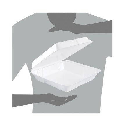 Insulated Foam Hinged Lid Containers, 9.3 x 9.5 x 3, White, 200/Pack, 2 Packs/Carton