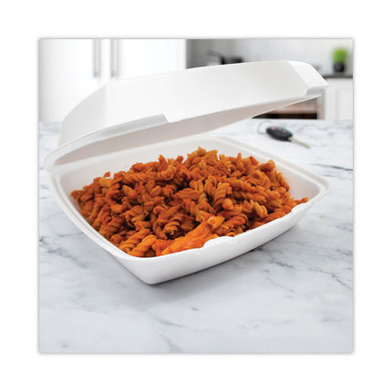 Insulated Foam Hinged Lid Containers, 7.96 x 8.36 x 3.2, White, 100/Pack, 2 Packs/Carton