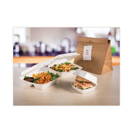 Insulated Foam Hinged Lid Containers, 7.96 x 8.36 x 3.2, White, 100/Pack, 2 Packs/Carton
