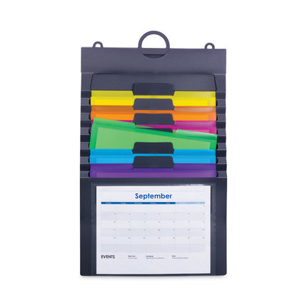 Cascading Wall Organizer, 6 Sections, Letter Size, 14.25 x 24.25, Gray, Neon Green, Neon Orange, Neon Pink, Purple, Yellow