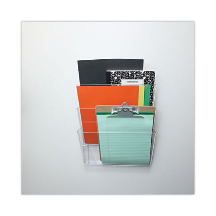 Wall Files, 3 Sections, Letter Size, 13" x 4" x 14", Clear, 3/Set