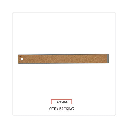 Stainless Steel Ruler With Cork Back And Hanging Hole, Standard/metric, 12" Long