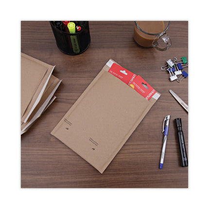 Natural Self-Seal Cushioned Mailer, #0, Barrier Bubble Air Cell Cushion, Self-Adhesive Closure, 6 x 10, Kraft, 200/Carton