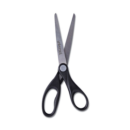 Stainless Steel Office Scissors, 7" Long, 3" Cut Length, Straight Black Handle