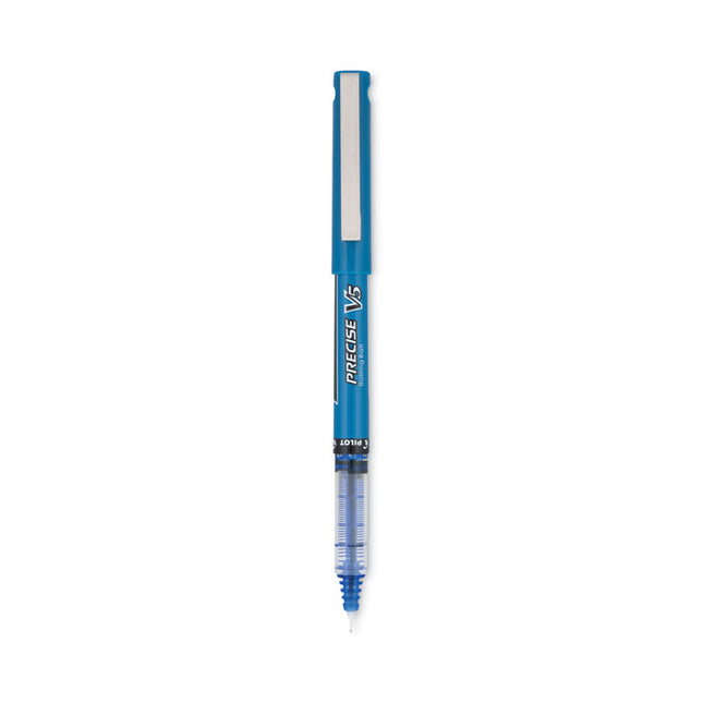 Precise V5 Rollerball Pen, Stick, Extra-Fine 0.5 mm, Blue Ink, Blue/Clear Barrel, Dozen