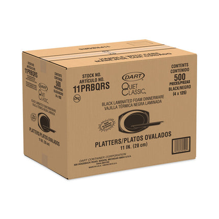 Quiet Classic Laminated Foam Dinnerware, Platter, 10.7 x 11, Black, 500/Carton