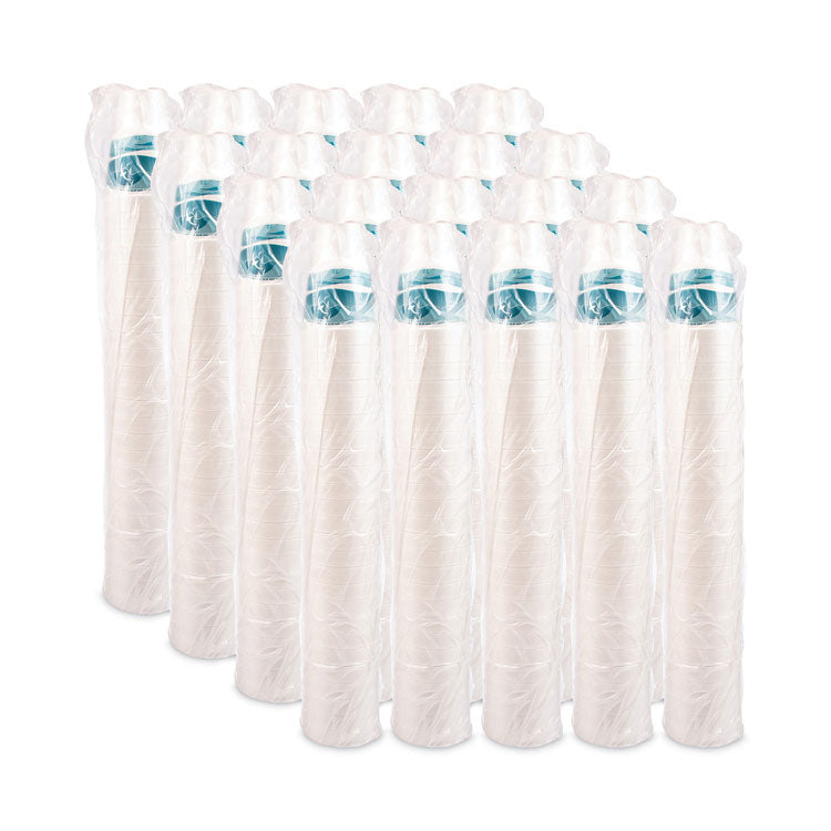 J Cup Insulated Foam Pedestal Cups, 32 oz, White/Teal, 25/Sleeve, 20 Sleeves/Carton