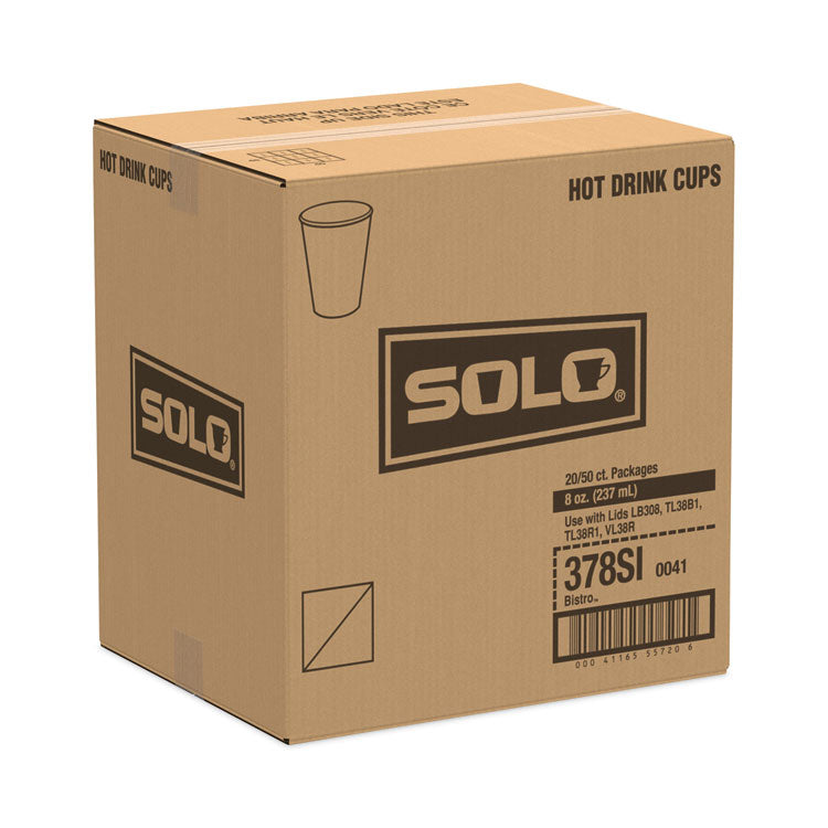 Paper Hot Drink Cups in Bistro Design, 8 oz, Maroon, 50/Bag, 20 Bags/Carton