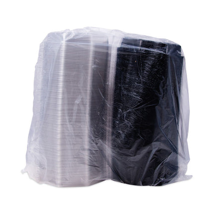 Creative Carryouts OctaView Hinged Lid Containers, 7.5 x 8 x 2.4, Black/Clear, Plastic, 100/Carton