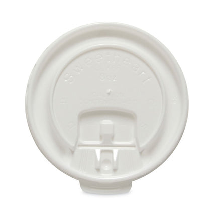 Lift Back and Lock Tab Cup Lids for Foam Cups, Fits 8 oz Hot Cups, Plastic, White, 100/Pack