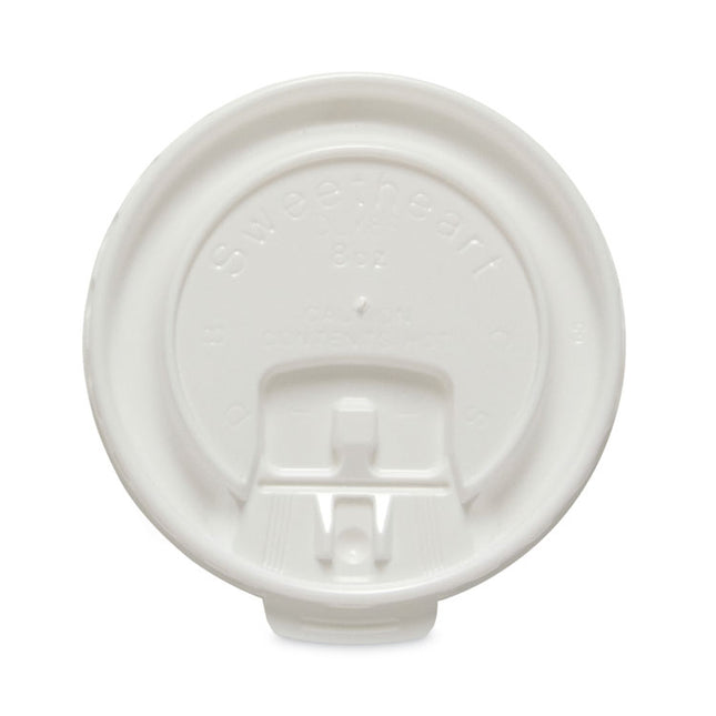 Lift Back and Lock Tab Cup Lids for Foam Cups, Fits 8 oz Hot Cups, Plastic, White, 100/Pack