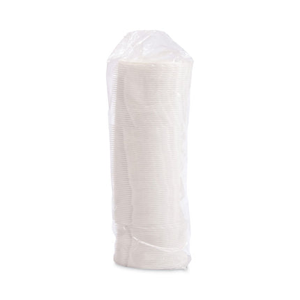 Lift Back and Lock Tab Cup Lids for Foam Cups, Fits 8 oz Hot Cups, Plastic, White, 100/Pack
