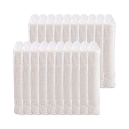 Lift Back and Lock Tab Cup Lids for Foam Cups, Fits 8 oz Hot Cups, Plastic, White, 100/Pack