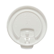Lift Back and Lock Tab Cup Lids for Foam Cups, Fits 10 oz Solo Trophy Hot/Cold Drink Cups, Plastic, White, 2,000/Carton
