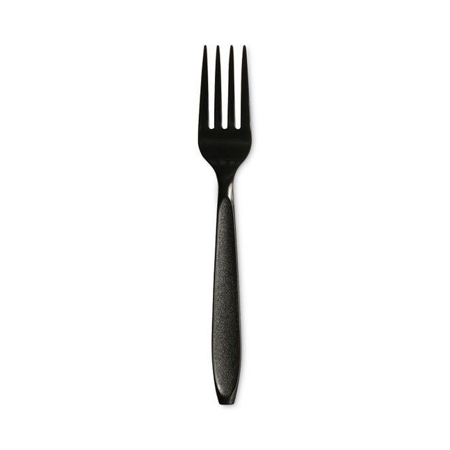 Impress Heavyweight Full-Length Polystyrene Cutlery, Fork, Plastic, Black, 1,000/Carton