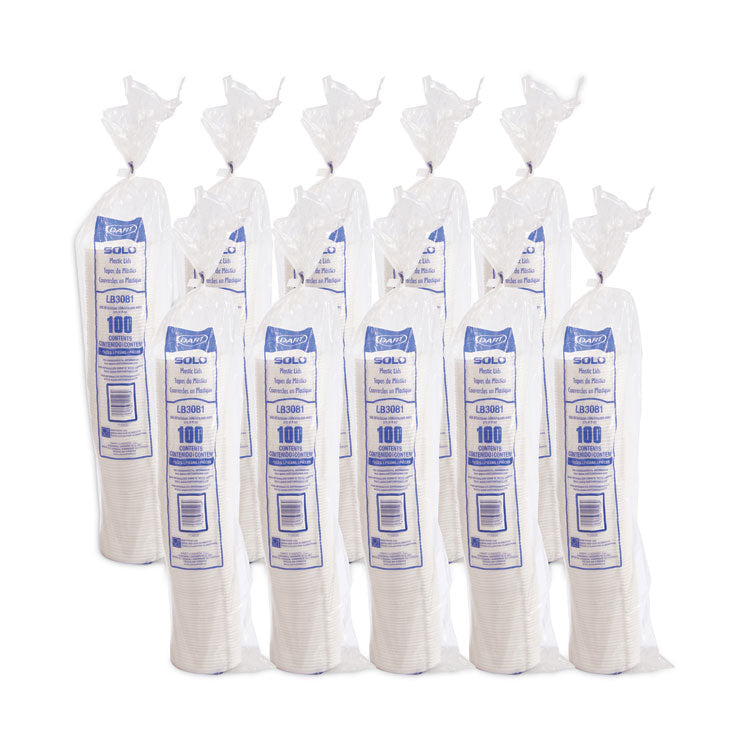 Lift Back and Lock Tab Lids for Paper Cups, Fits 8 oz Hot Cups, Plastic, White, 100/Sleeve, 10 Sleeves/Carton