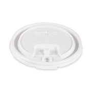 Lift Back and Lock Tab Lids for Paper Cups, Fits 10 oz Hot Cups, Plastic, White, 100/Sleeve, 10 Sleeves/Carton
