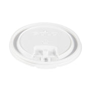 Lift Back and Lock Tab Lids for Paper Cups, Fits 10 oz to 24 oz Hot Cups, Plastic, White, 100/Sleeve, 10 Sleeves/Carton