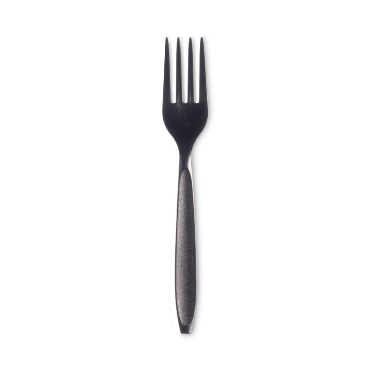 Reliance Classic Plastic Cutlery, Medium Heavyweight Fork, Black, 1,000/Carton