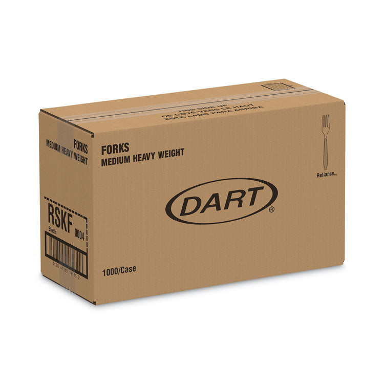 Reliance Classic Plastic Cutlery, Medium Heavyweight Fork, Black, 1,000/Carton