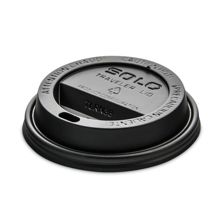 Traveler Cappuccino Style Dome Lid, Fits 8 oz Hot Cups, Plastic, Black, 1,000/Carton