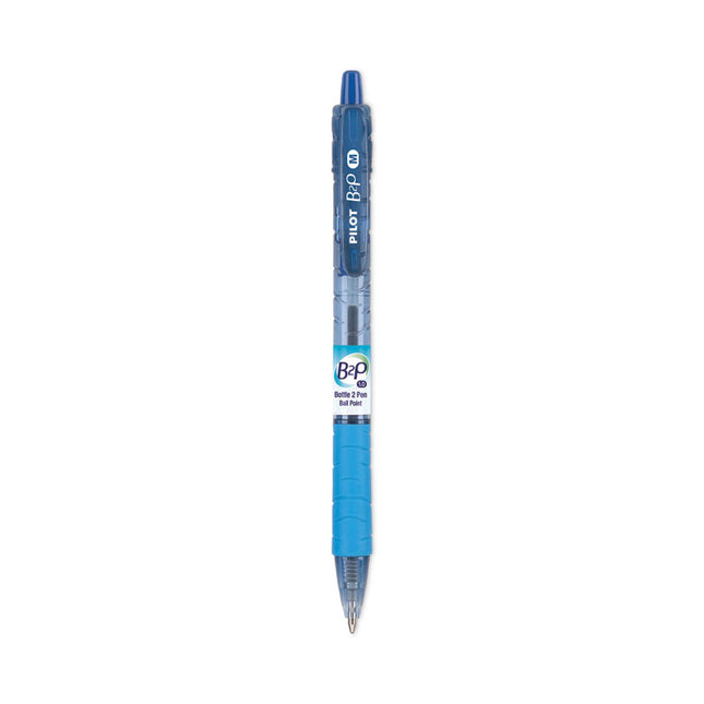 B2p Bottle-2-Pen Recycled Ballpoint Pen, Retractable, Medium 1 Mm, Blue Ink, Translucent Blue Barrel, Dozen