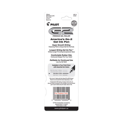 G2 Premium Gel Pen, Retractable, Fine 0.7 mm, Black Ink, Smoke/Black Barrel, 2/Pack