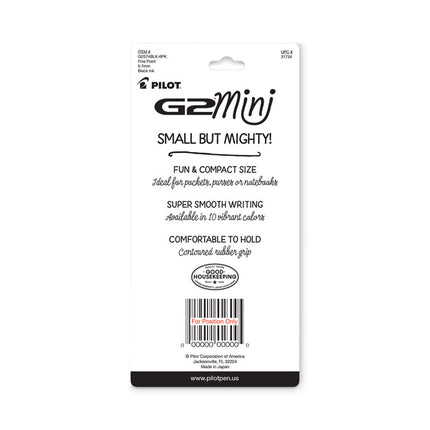 G2 Mini Gel Pen, Retractable, Fine 0.7 mm, Black Ink, Smoke/Black Barrel, 4/Pack