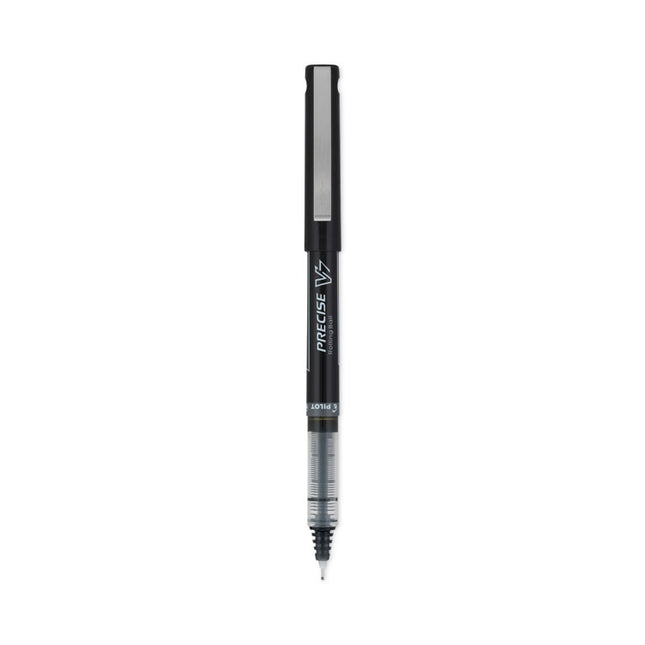 Precise V7 Rollerball Pen, Stick, Fine 0.7 mm, Black Ink, Black/Clear Barrel, Dozen