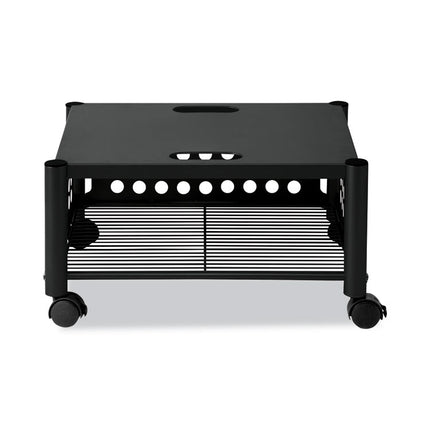 Underdesk Machine Stand, Metal, 2 Shelves, 90 lb Capacity, 21.5" x 17.88" x 11.5", Black