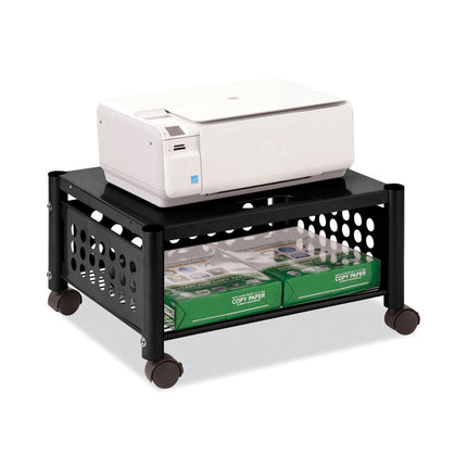 Underdesk Machine Stand, Metal, 2 Shelves, 90 lb Capacity, 21.5" x 17.88" x 11.5", Black