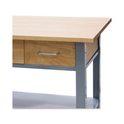 Countertop Serving Cart, Wood, 3 Shelves, 3 Drawers, 35.5" x 19.75" x 34.25", Oak/Gray