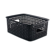 Plastic Weave Bin, Small, 10" X 7.5" X 4", Black