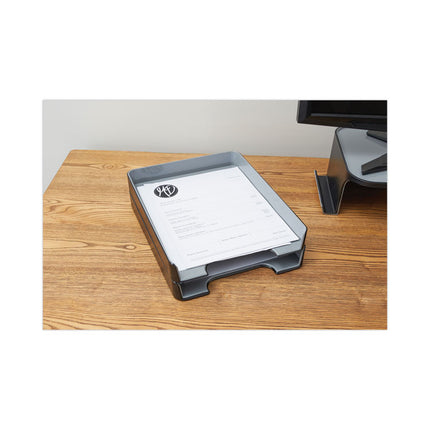Fusion Letter Tray, 1 Section, Letter Size Files, 9.75" x 12.5" x 1.75", Black