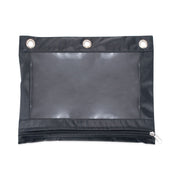 Binder Pencil Pouch, 3-Hole Punched, 10" x 7.38", Black/Clear, 3/Pack