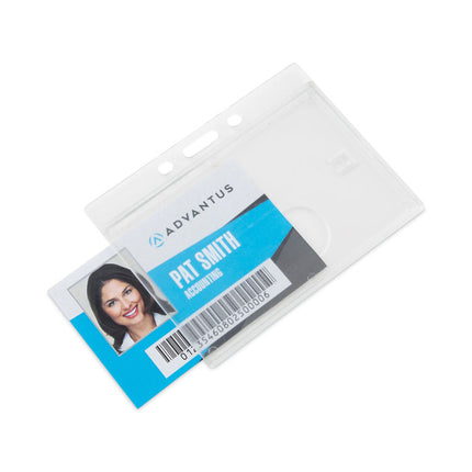 Frosted One-Card Rigid Badge Holders, Horizontal, Frosted 3.68" x 2.75" Holder, 3.38" x 2.13" Insert, 25/Box