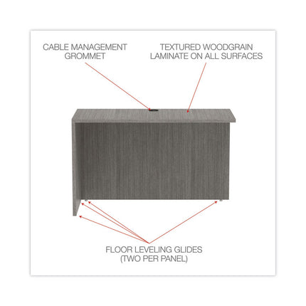Alera Valencia Series Reversible Return/Bridge Shell, 47.25w x 23.63d x 29.5h, Gray