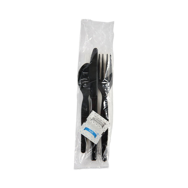 Empress Heavy Weight Cutlery Kit PP Knife Fork TS S&P Napkin Black 250 / cs