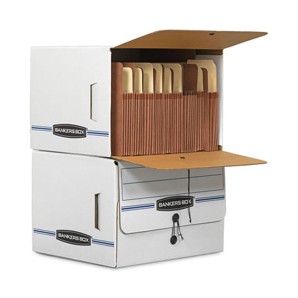 Side-Tab Storage Boxes, Letter Files, White/blue, 12/carton