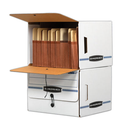 Side-Tab Storage Boxes, Letter Files, White/blue, 12/carton