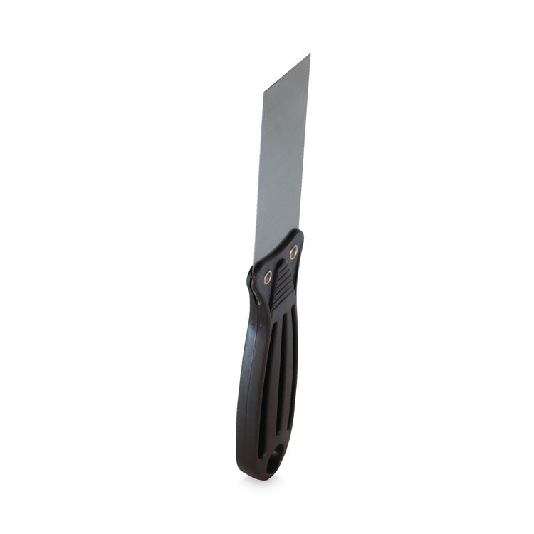 Putty Knife, 1.5" Wide, Carbon Steel Blade, Flexible Handle, Black/Silver, 24/Carton