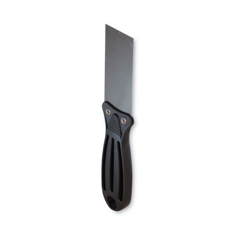 Putty Knife, 1.5" Wide, Carbon Steel Blade, Flexible Handle, Black/Silver, 24/Carton